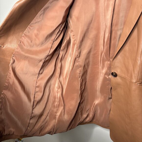 Lewit Leather Blazer Jacket Women's Size 1 Brown Single Button - Picture 10 of 16
